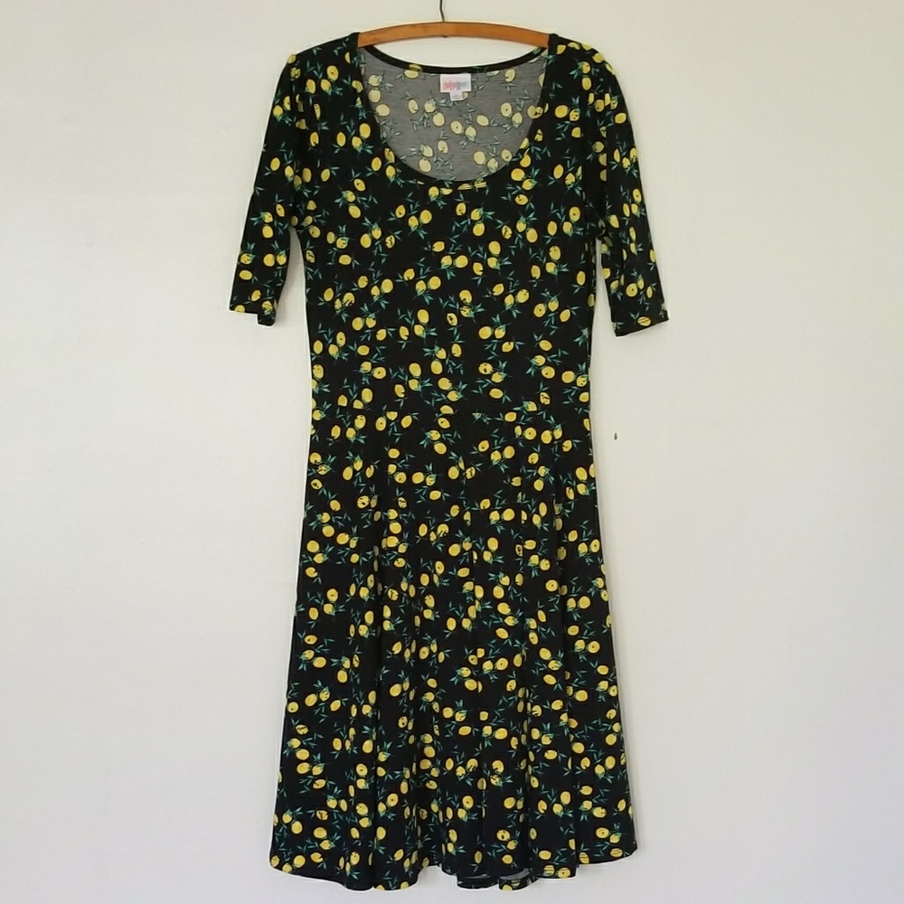 LULAROE lemon print Nicole dress
